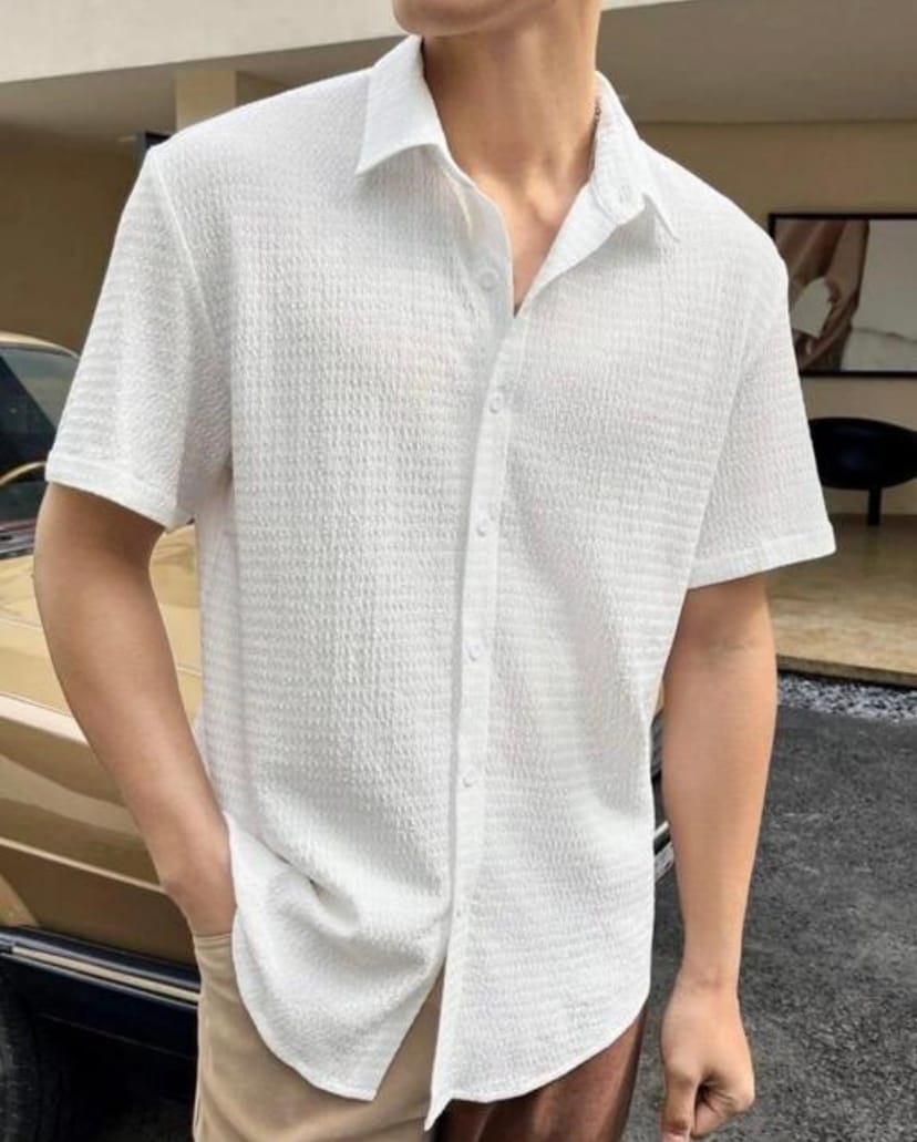 Premium Textured Half-Sleeve Men's Shirt - Image 1