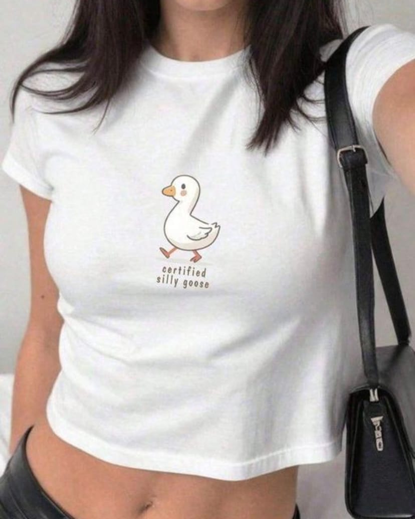 Girls white printed crop top - Image 1